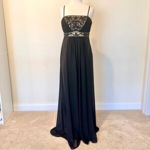 Sue Wong Gown NWT Long Dress Black & Gold Maxi Dress Size 10